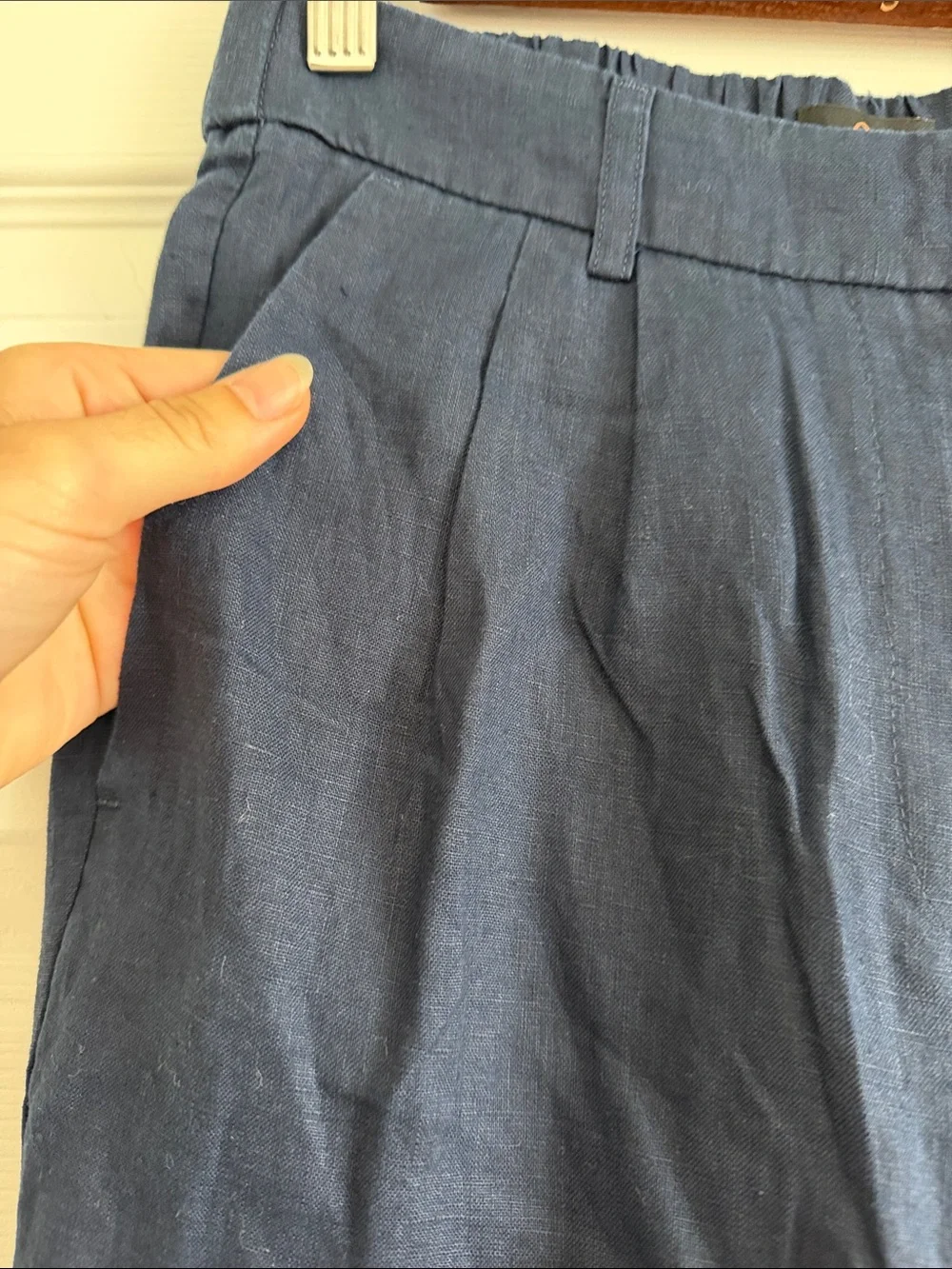 NWT Quince 100% European Linen Pleated Trouser Deep Navy Size 2 Wide Leg Pants